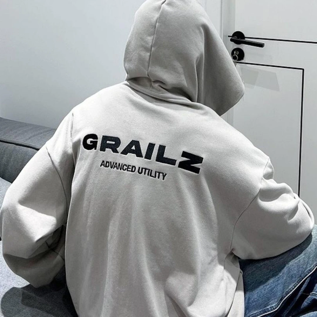 GR GRAILZ XXX 480克重磅刺绣潮牌宽松潮流男女连帽卫衣