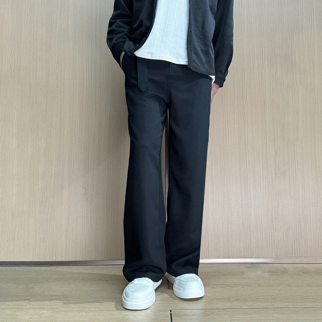 微喇黑色垂感西裤宽松通勤春季直筒cleanfit休闲西装裤子职场长裤