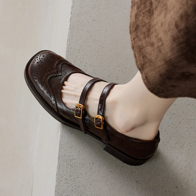 英伦风复古双排扣玛丽珍鞋女款2025新款爆款圆头上班百搭通勤单鞋