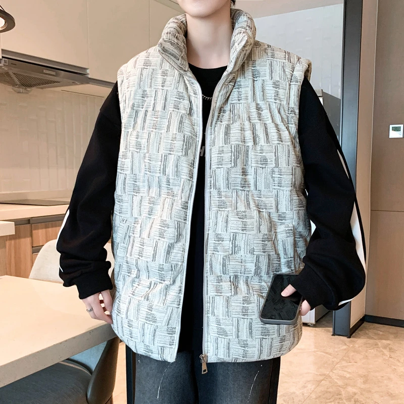 稻草人新款秋冬男士外穿外套坎肩中国风条纹扎染迷彩加厚保暖宽松