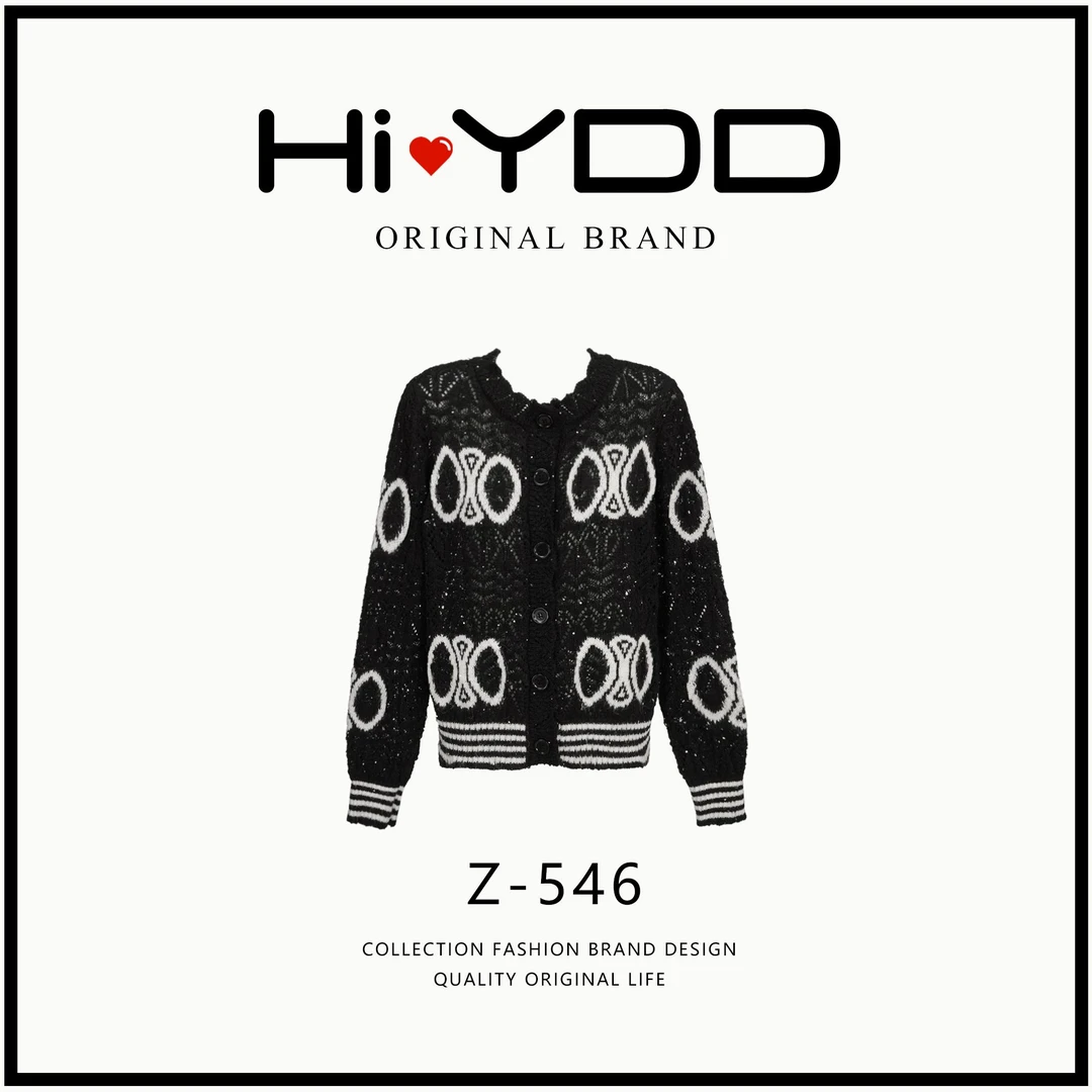 YDD•「Z-546」秋款百搭时尚减龄显瘦刺绣绣花长袖针织开衫HH-901