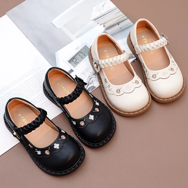 儿童皮鞋真皮公主鞋2025春季新款女童鞋子软底百搭韩版黑色小皮鞋