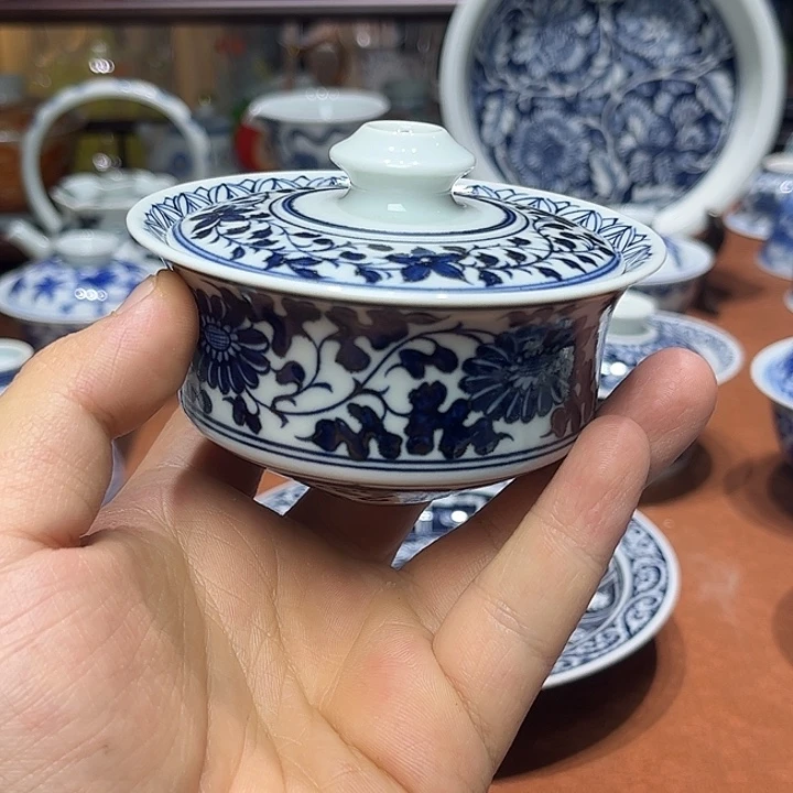 q***～悬停仿元盖碗陶瓷盖碗