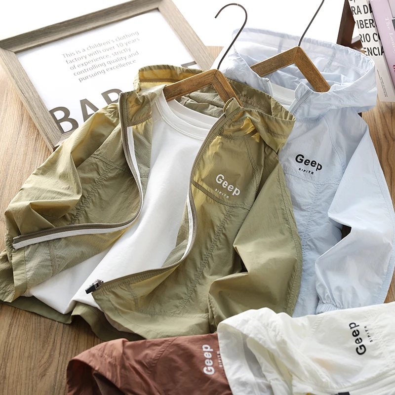 男童防晒服外套2025夏季新款儿童薄款连帽空调服中大童速干防晒衣