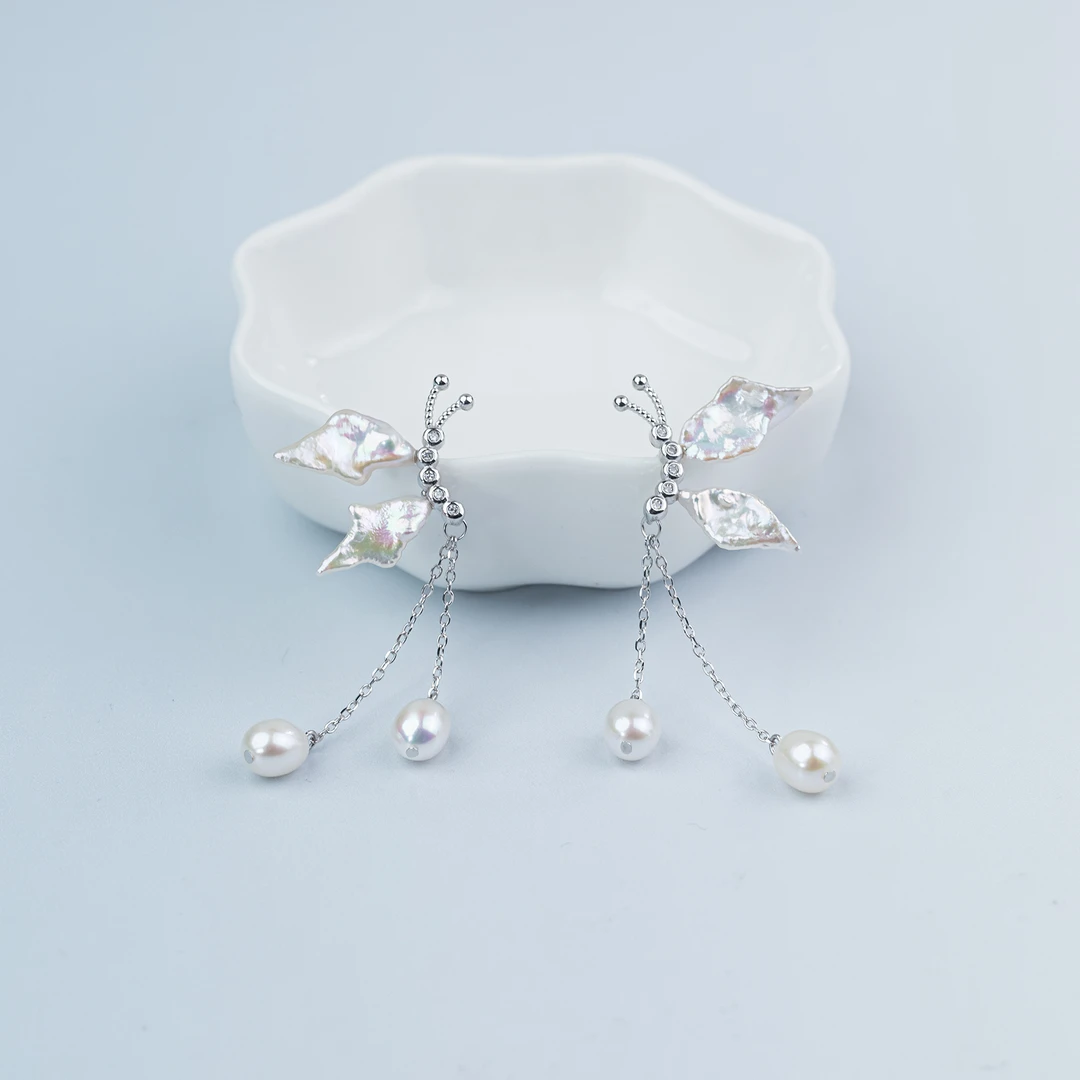 珈白丽“蝴蝶宇宙”手做克旭蝴蝶S925银耳饰多样性发货【曼曼原创】