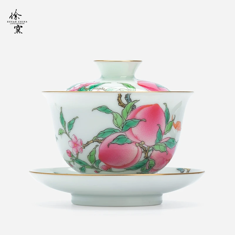徐窑六桃圆融盖碗xuyao352