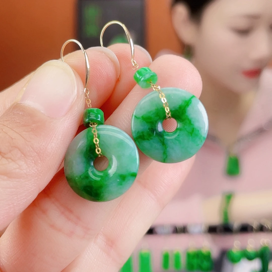 翡翠18K金镶嵌耳饰