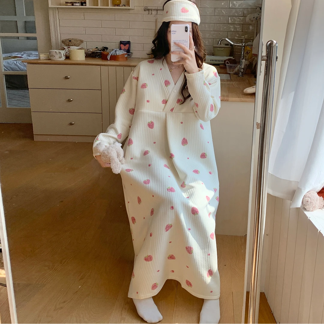 生产裙进产房待产裙裤孕妇哺乳睡裙秋冬带胸垫月子服春秋大码内检