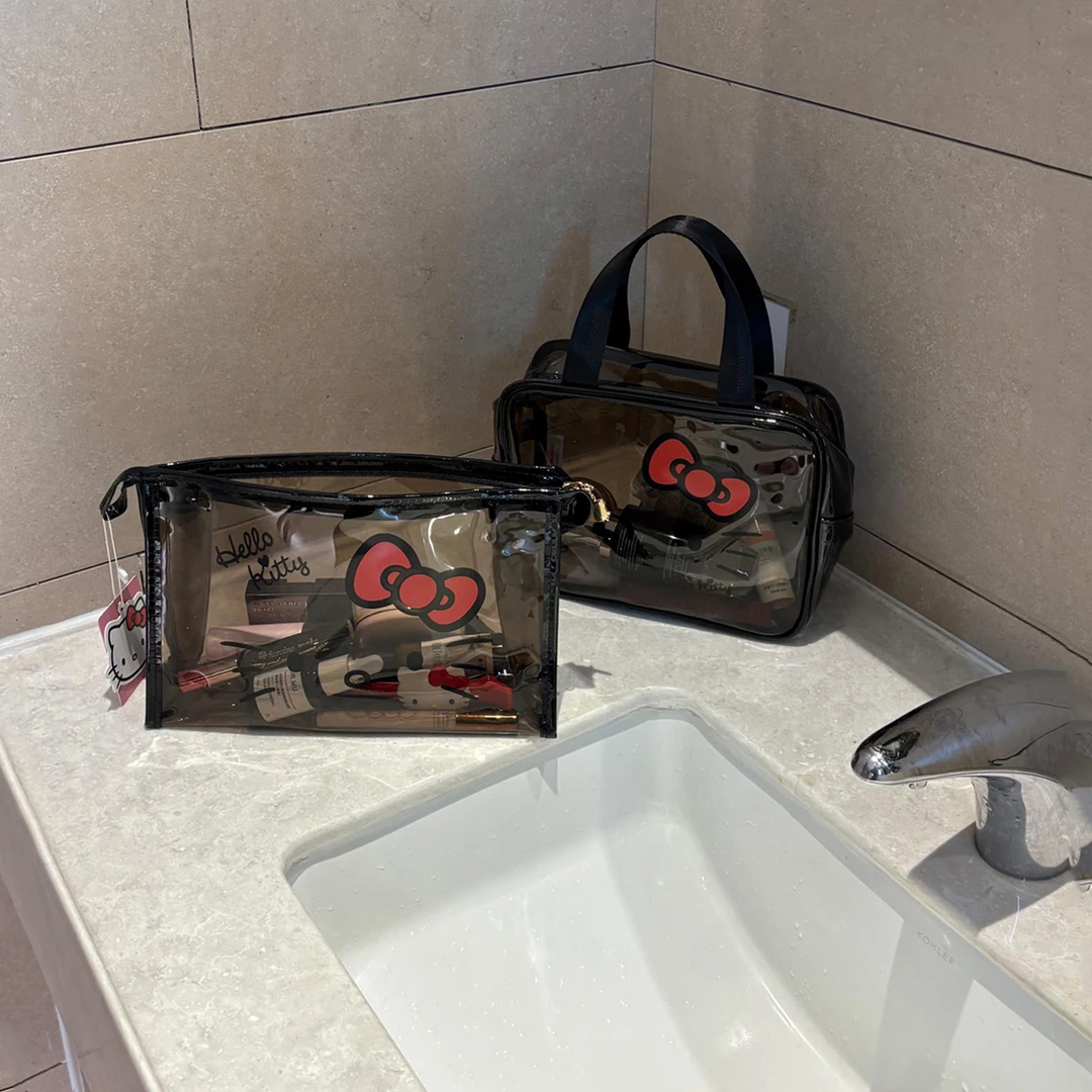 kt黑色透明化妆包高颜值防水便携女化妆品收纳包大容量旅行洗漱包