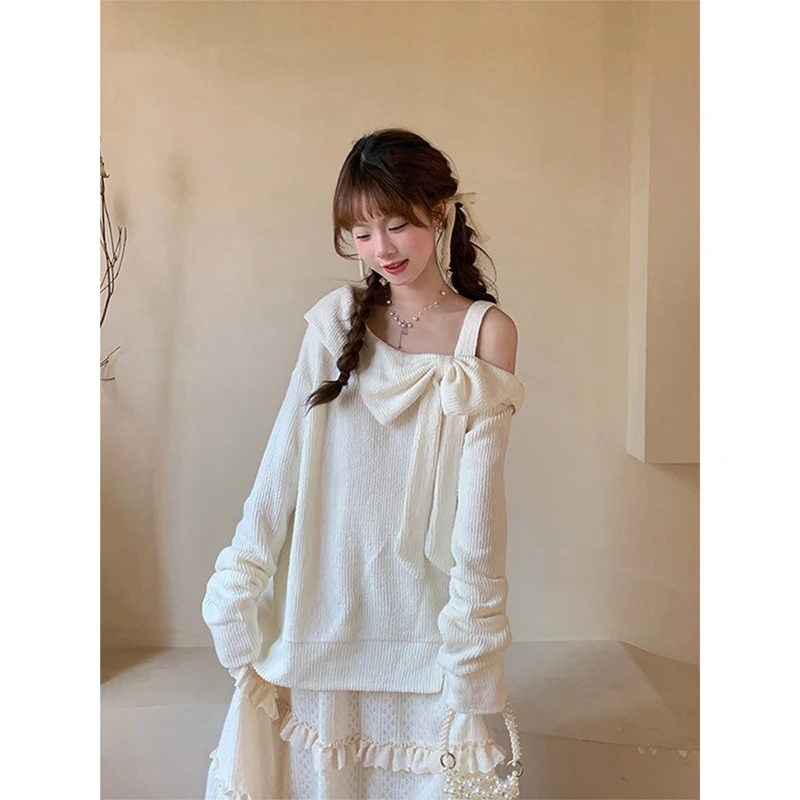 sinsingirl 奈奈公主 蝴蝶结米白色上衣 卫衣