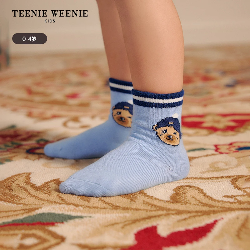 TeenieWeenieBaby小熊童装25年休闲小熊提花经典短袜T0AY25S101A