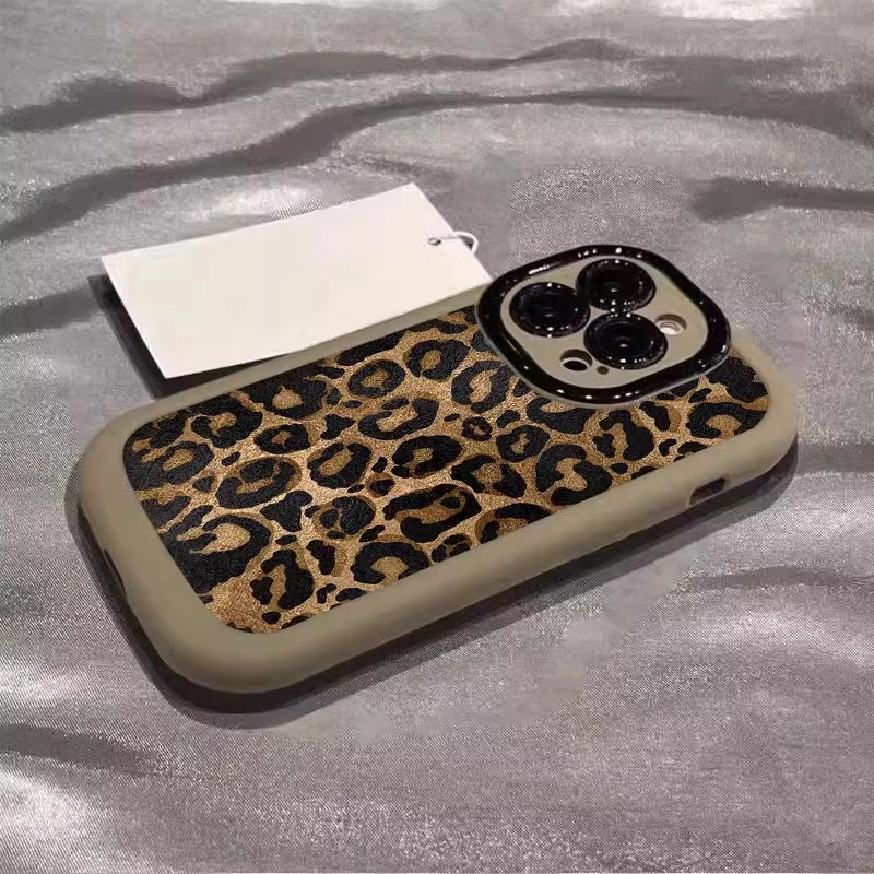 适用苹果16promax手机壳15pm豹纹彩绘iPhone17pro新女款13高级感1