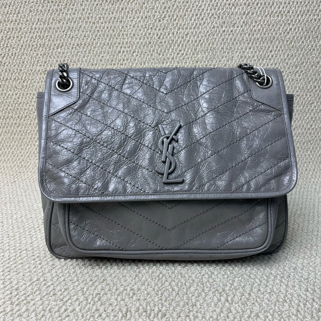 99新 YSL/圣罗兰 【十六专属】灰色大号niki单肩包/FB