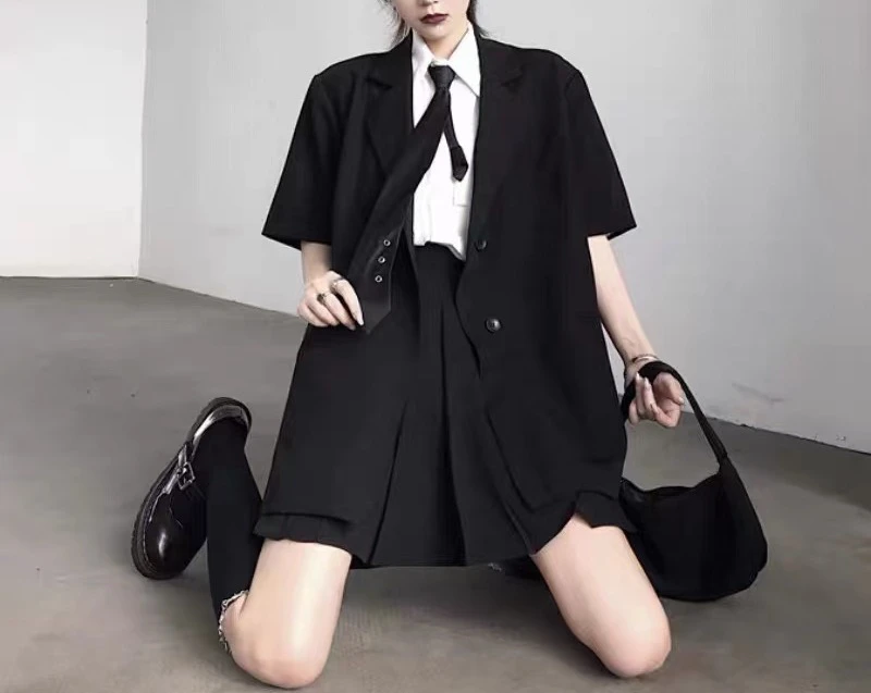 夏季新款韩版双排扣宽松休闲薄款短袖女士西装外套
