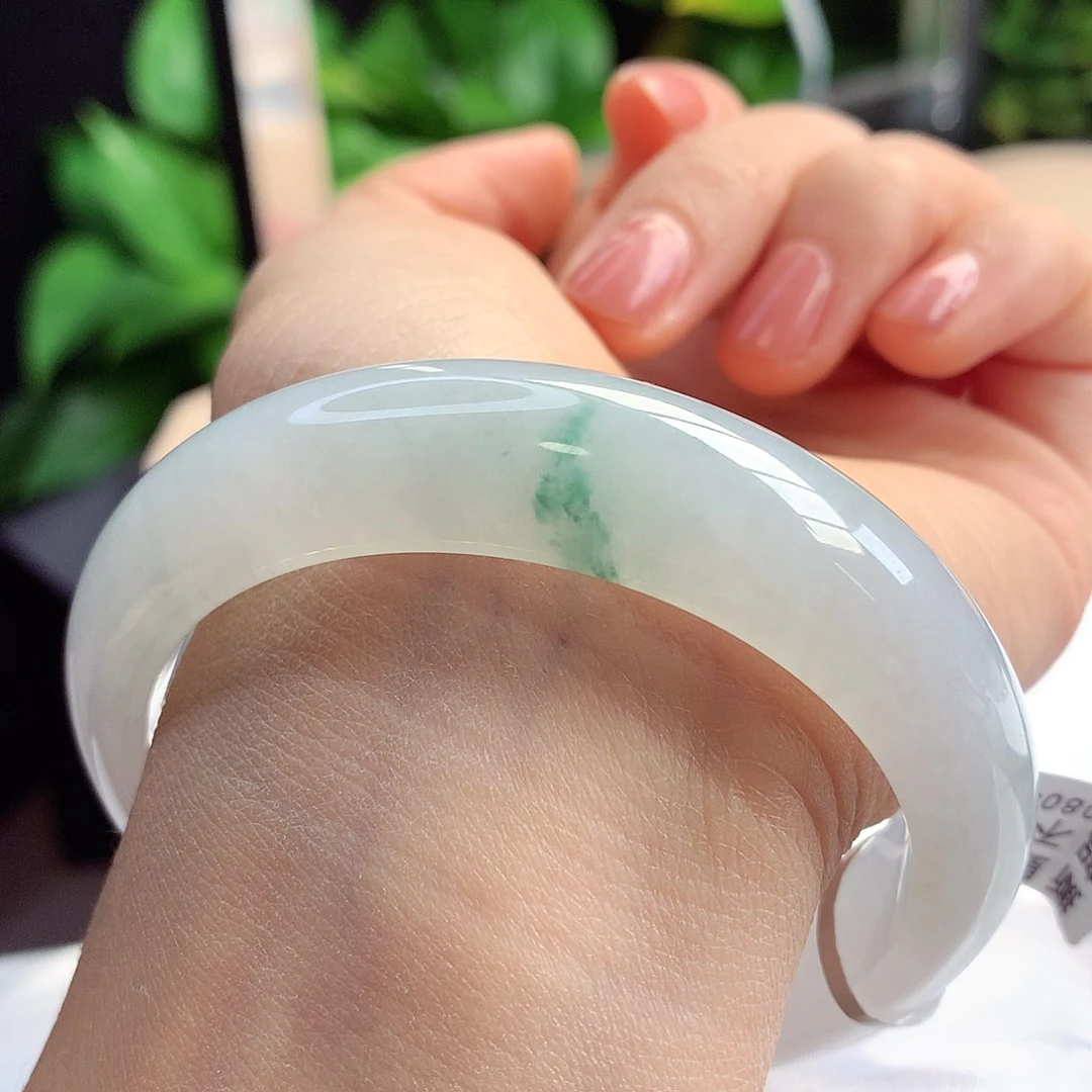 未镶嵌手镯翡翠57-58圈口完美飘花大漏11号