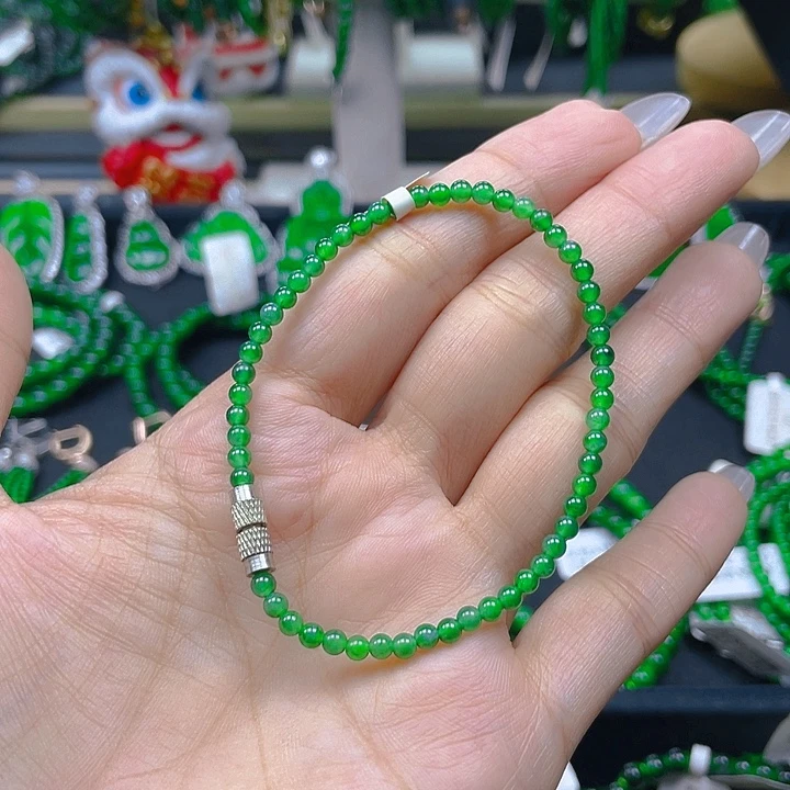 未镶嵌手链翡翠圆珠手3