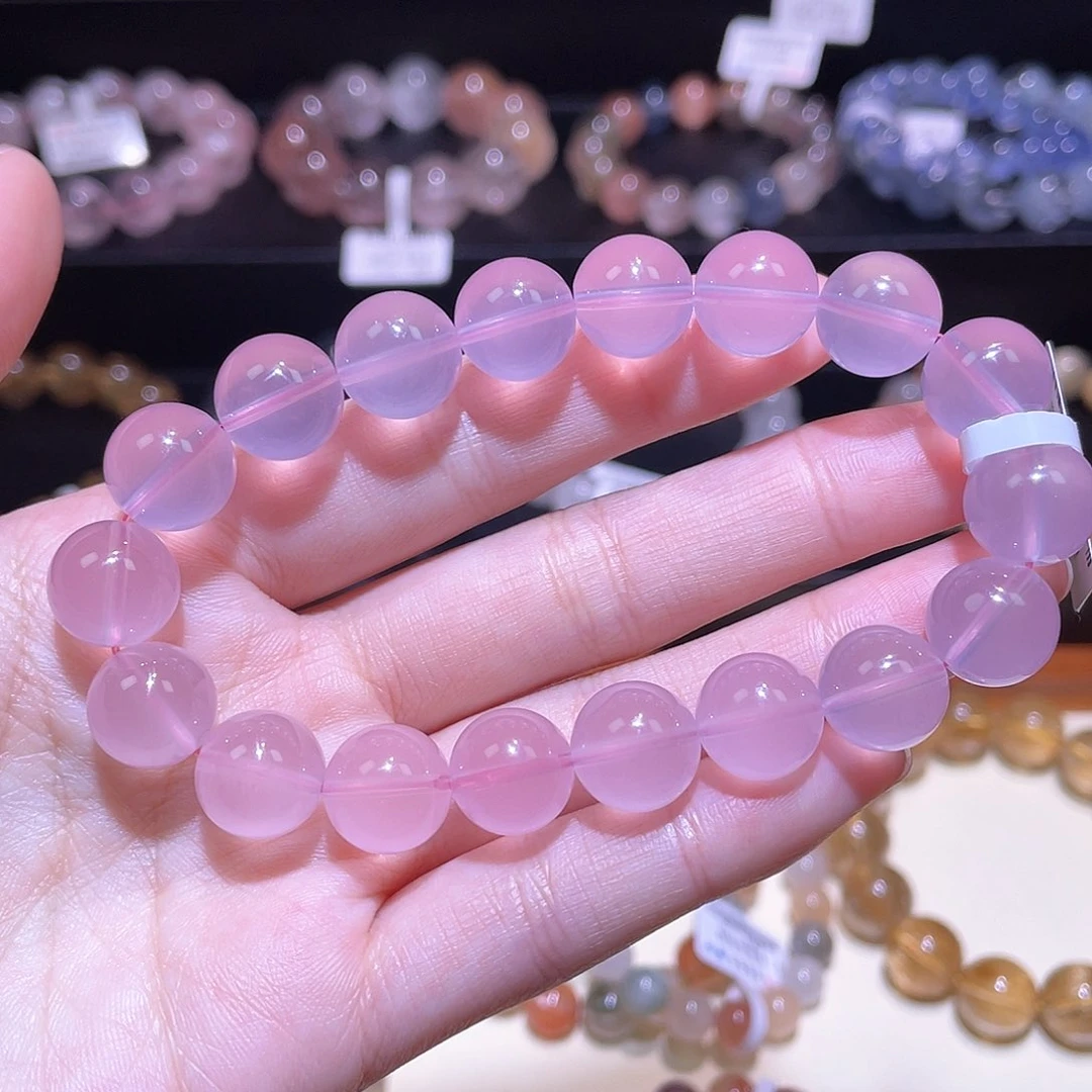 水晶手链未镶嵌粉水晶手链，晶体通透11.7