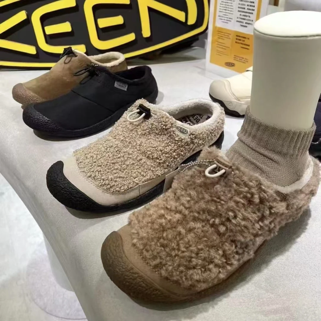 KE科恩秋冬新小羊蹄女鞋平底保暖一脚蹬户外毛毛鞋休闲棉鞋勃肯鞋