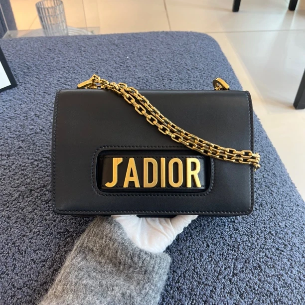 99新 DIOR/迪奥 JA金扣经典黑单肩斜挎包气质