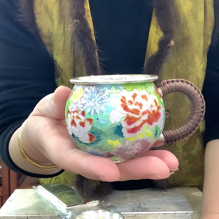 七宝烧足银主人杯