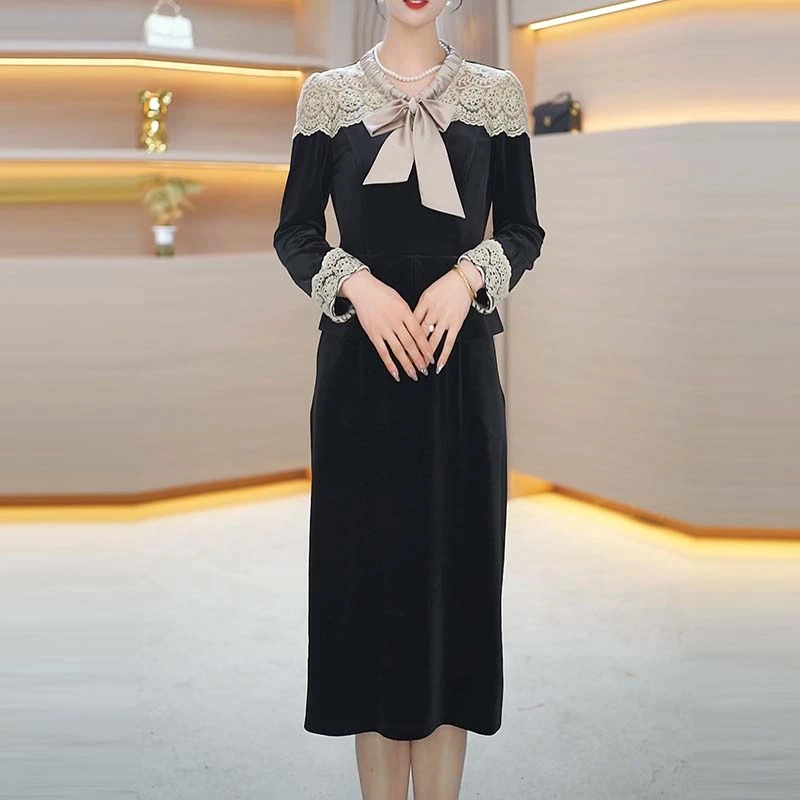 2025早春新款A2437气质遮肉显瘦大码连衣裙女修身女装连衣裙