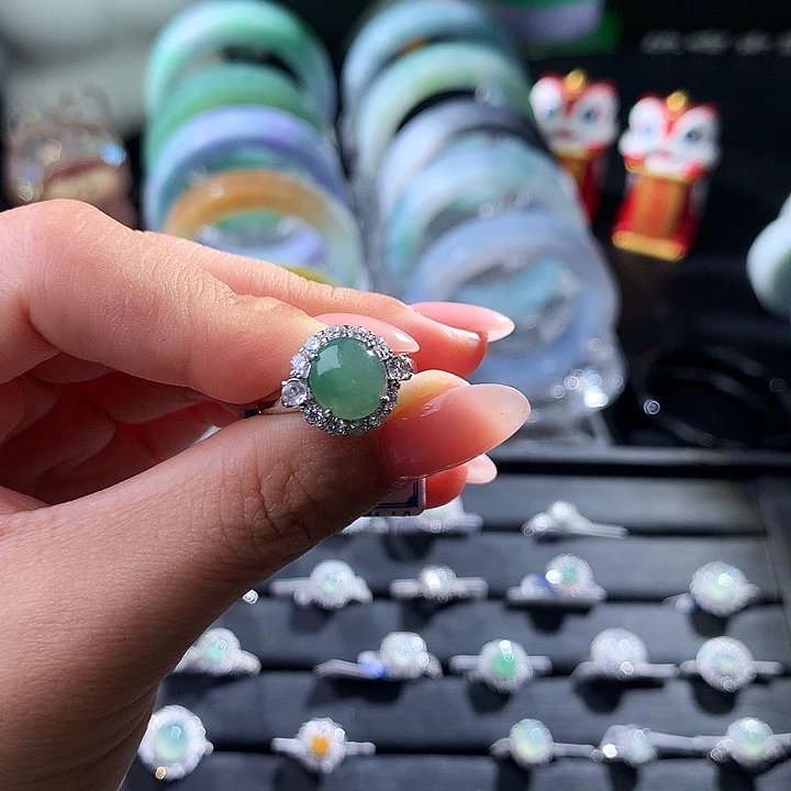 翡翠银S925镶嵌戒指