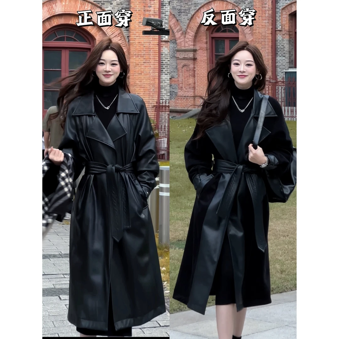 【亦瑶定制】黑骑士2.0 秋冬款高端显瘦加绒两面穿皮衣4DWDD8049