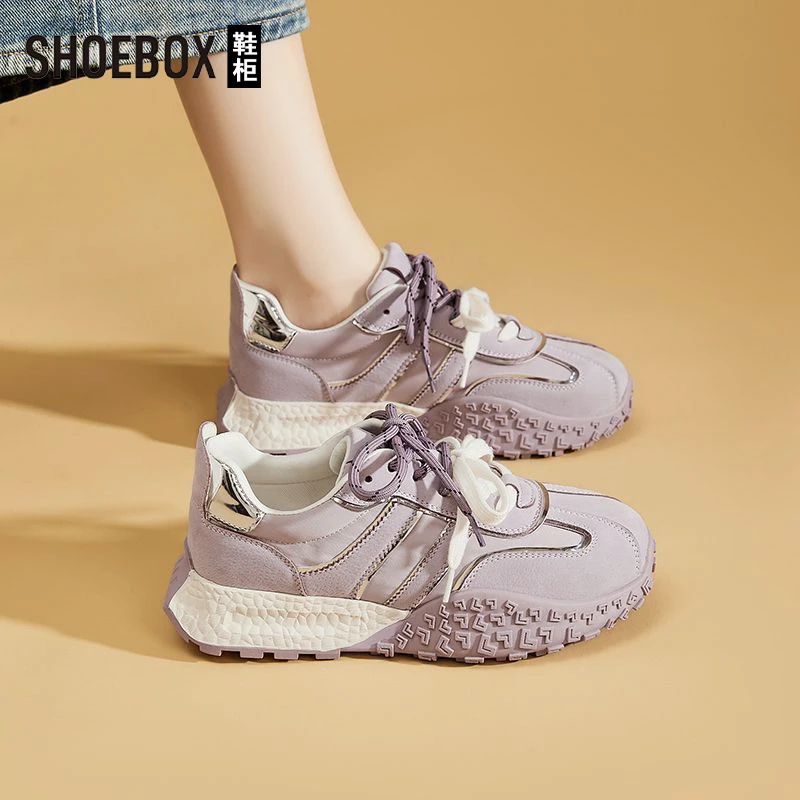 SHOEBOX鞋柜德训鞋女款爆款2025春新款系带软底休闲运动鞋阿甘鞋