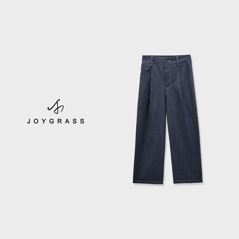 JOYGRASS(乔伊)百搭复古牛仔蓝西裤K-05039