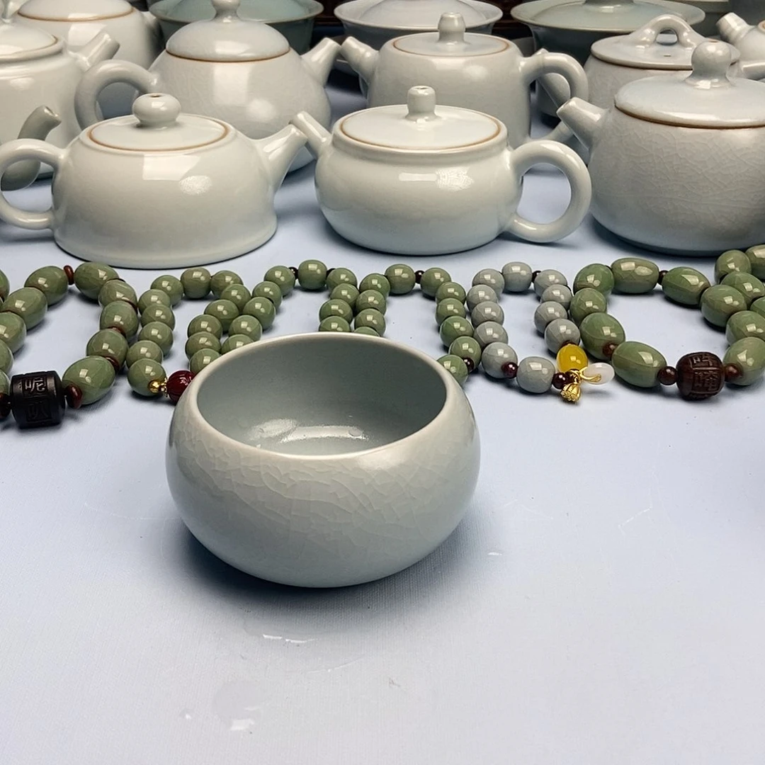 平***福杯仿古月白禅定杯原矿原釉原产地