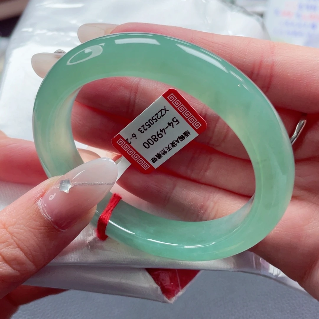 翡翠手镯未镶嵌54.0贵妃 青苹果乐园 娇艳浓郁 15