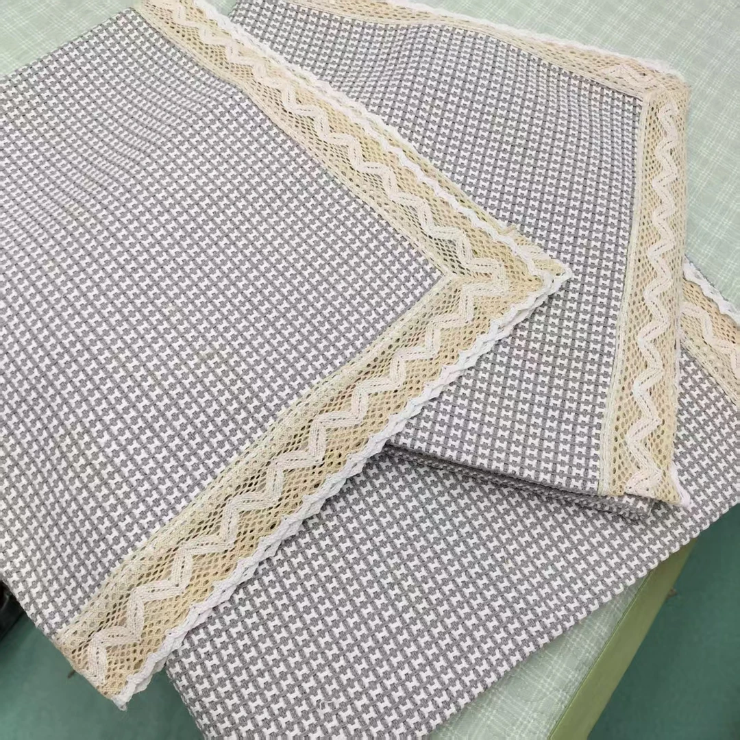 老粗布【沙发巾三件套】<元宝针>加厚 简约透气三条一套装沙发垫