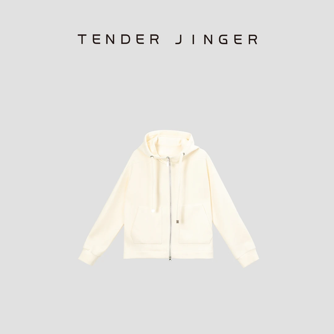 Tender Jinger【专柜】女士时尚百搭廓形连帽双拉链卫衣T43LMY39004
