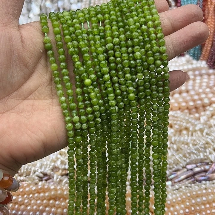 玛瑙/玉髓未镶嵌珠宝半成品一条4mm橄榄石