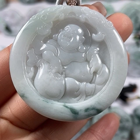 翡翠颈饰未镶嵌逍遥佛福利