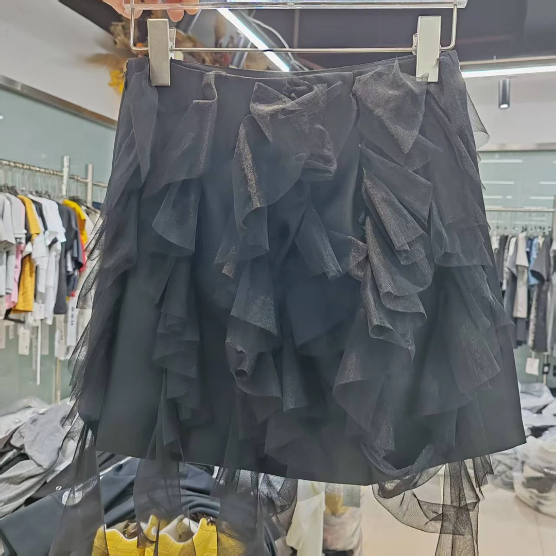 2175#复古甜美可爱蓬蓬裙短裙蕾丝高腰显瘦洋气百搭