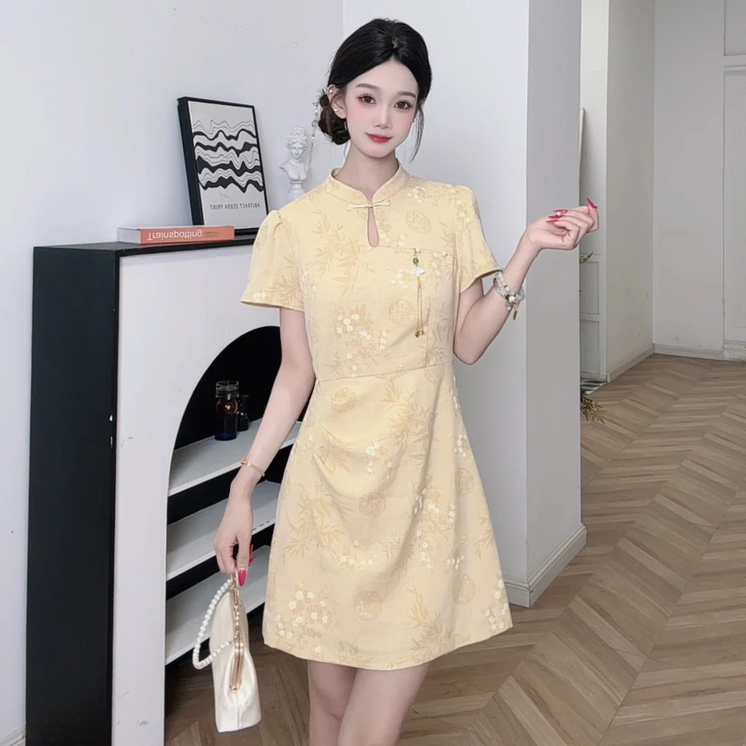 IEF/爱依服连衣裙2025夏季新款新中式改良设计成熟优雅气质旗袍
