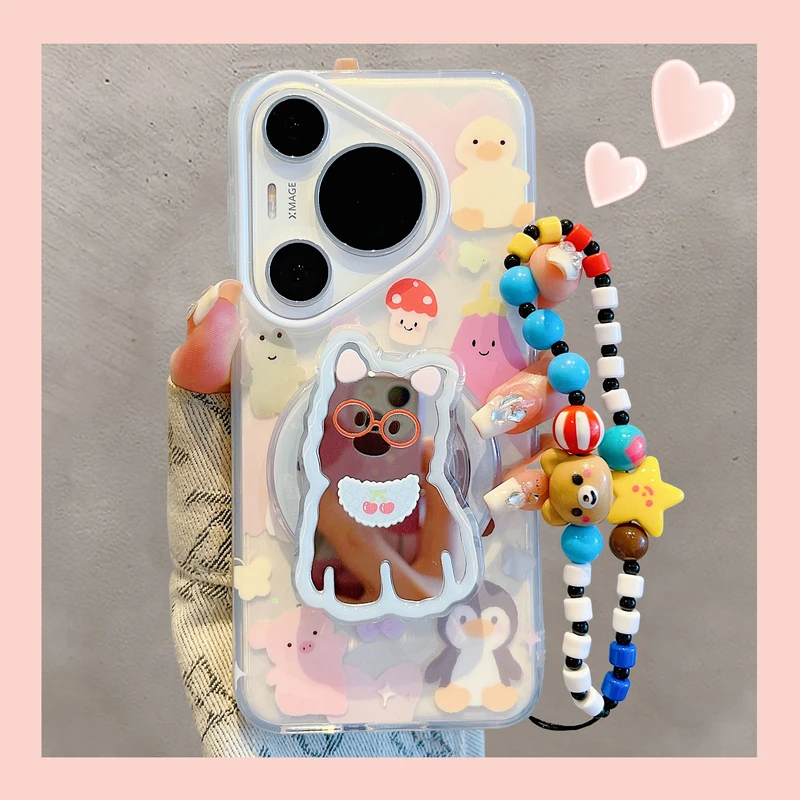 适用华为pura70pro+手机壳70Ultra狗狗镜子磁吸支架mate70/60pro+