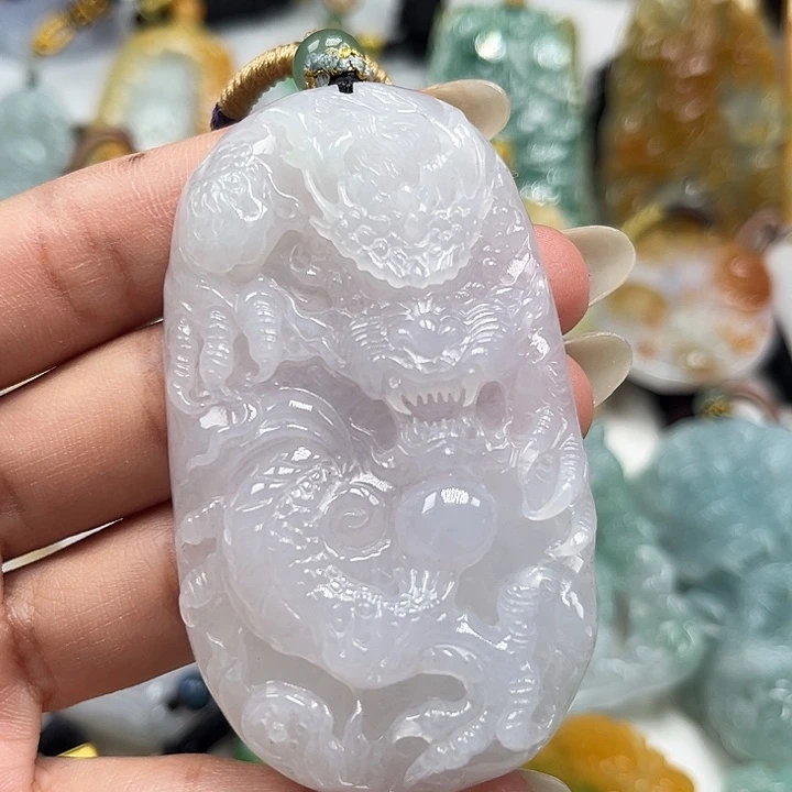 K***D翡翠未镶嵌颈饰龙牌