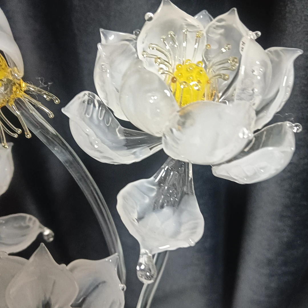 淄博灯工手工琉璃白色莲花单支定制专属链接