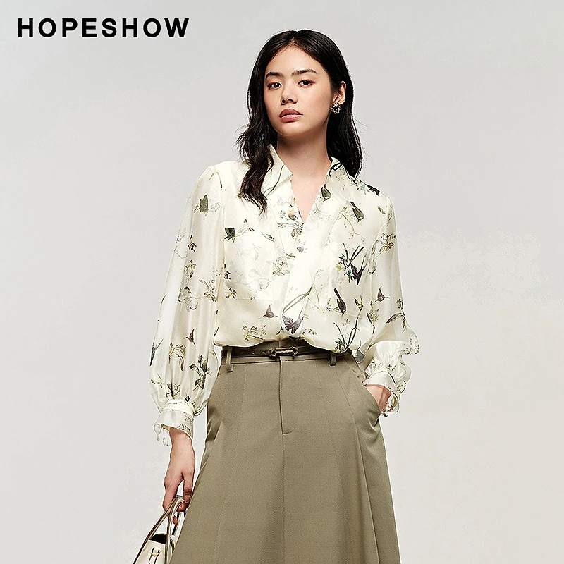 【万达小春子】红袖印花正肩V字翻领套头上衣89124292008