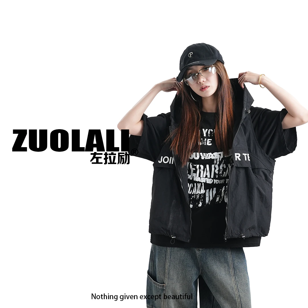 【618大促】‘摇滚乐队’潮牌工装设计-连帽风衣马甲