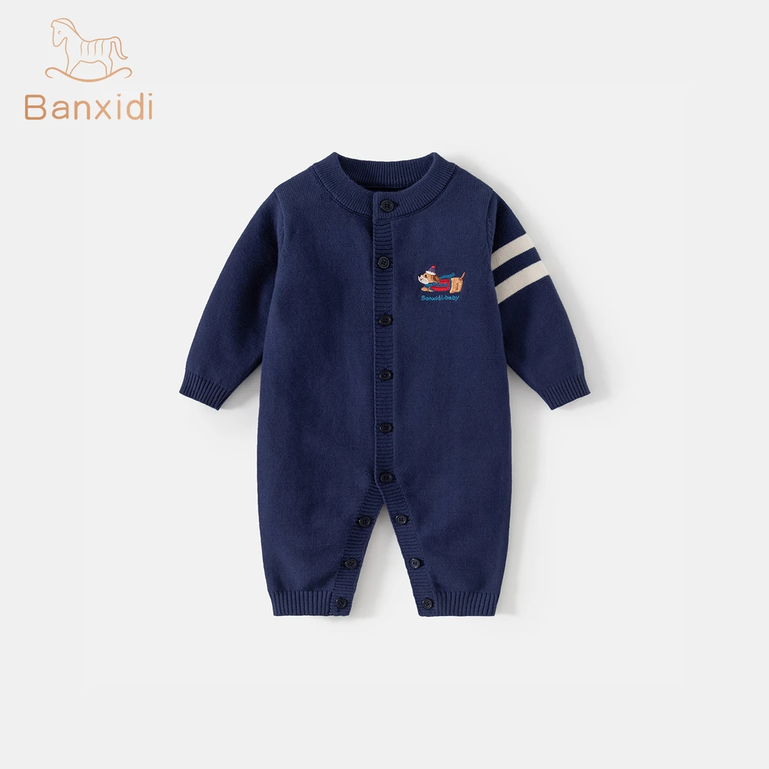 班喜迪婴儿衣服秋装连体衣宝宝百日宴周岁礼服春秋季童装哈衣爬服