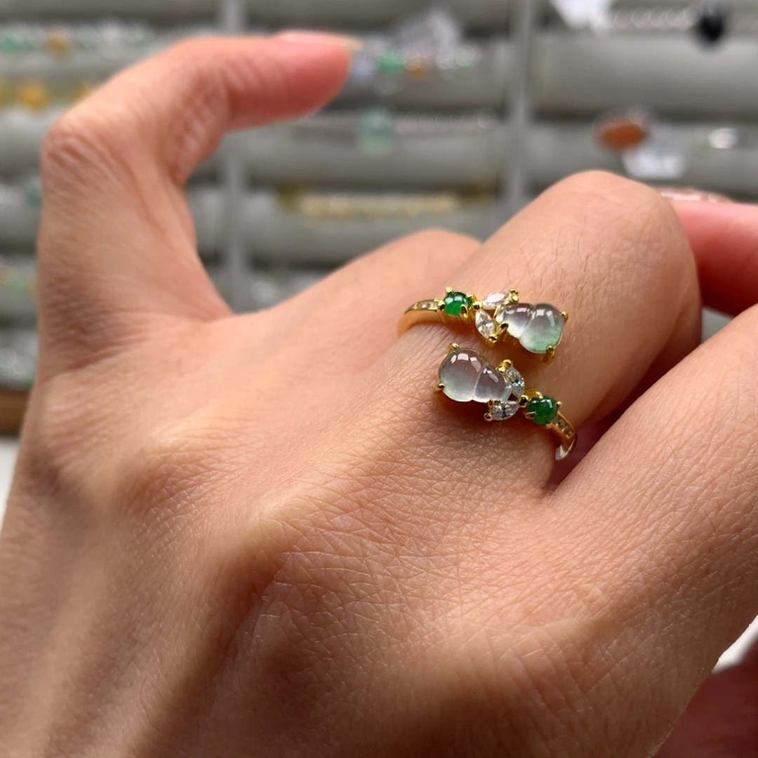 翡翠银S925镶嵌颈饰戒指