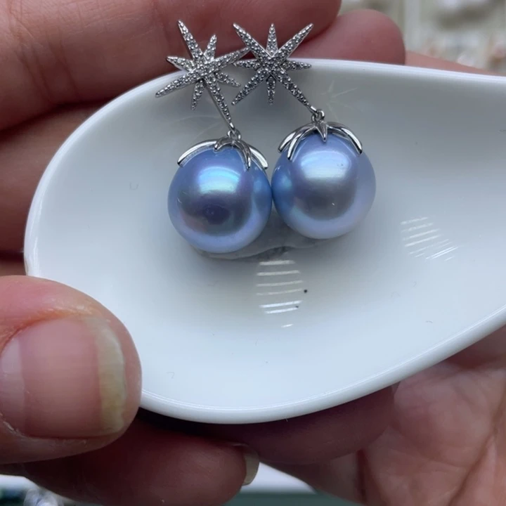 淡水珍珠耳饰银S925镶嵌韦*