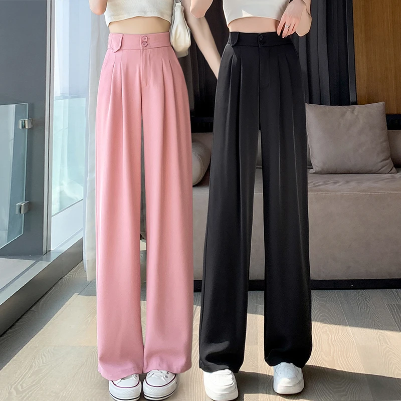 2025夏季新款薄款窄版西装裤高腰时尚百搭显瘦阔腿裤812