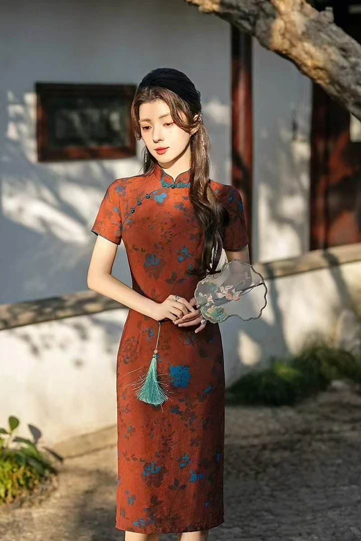 夏款-【枫岚】设计师款中长款气质古风夏季古风复中国风显瘦旗袍