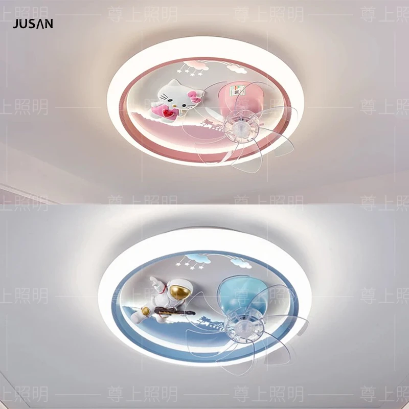 儿童智能离线语音灯儿童房灯男孩女孩吸顶风扇灯儿童卧室风扇灯