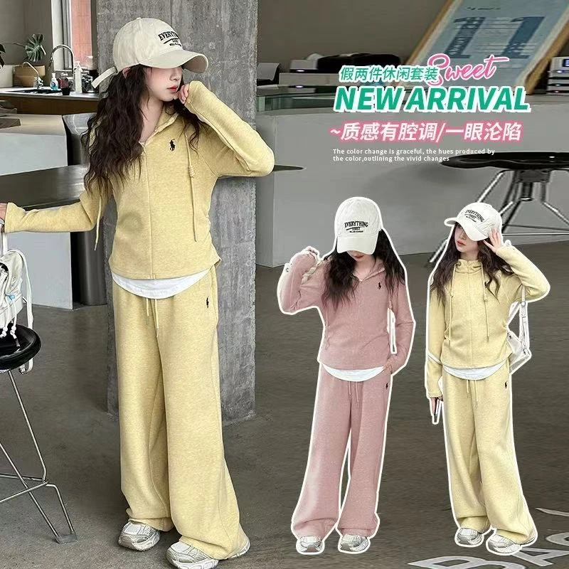 【现货】女童春季新款套装新款女宝宝中大童洋气韩版休闲运动两件套