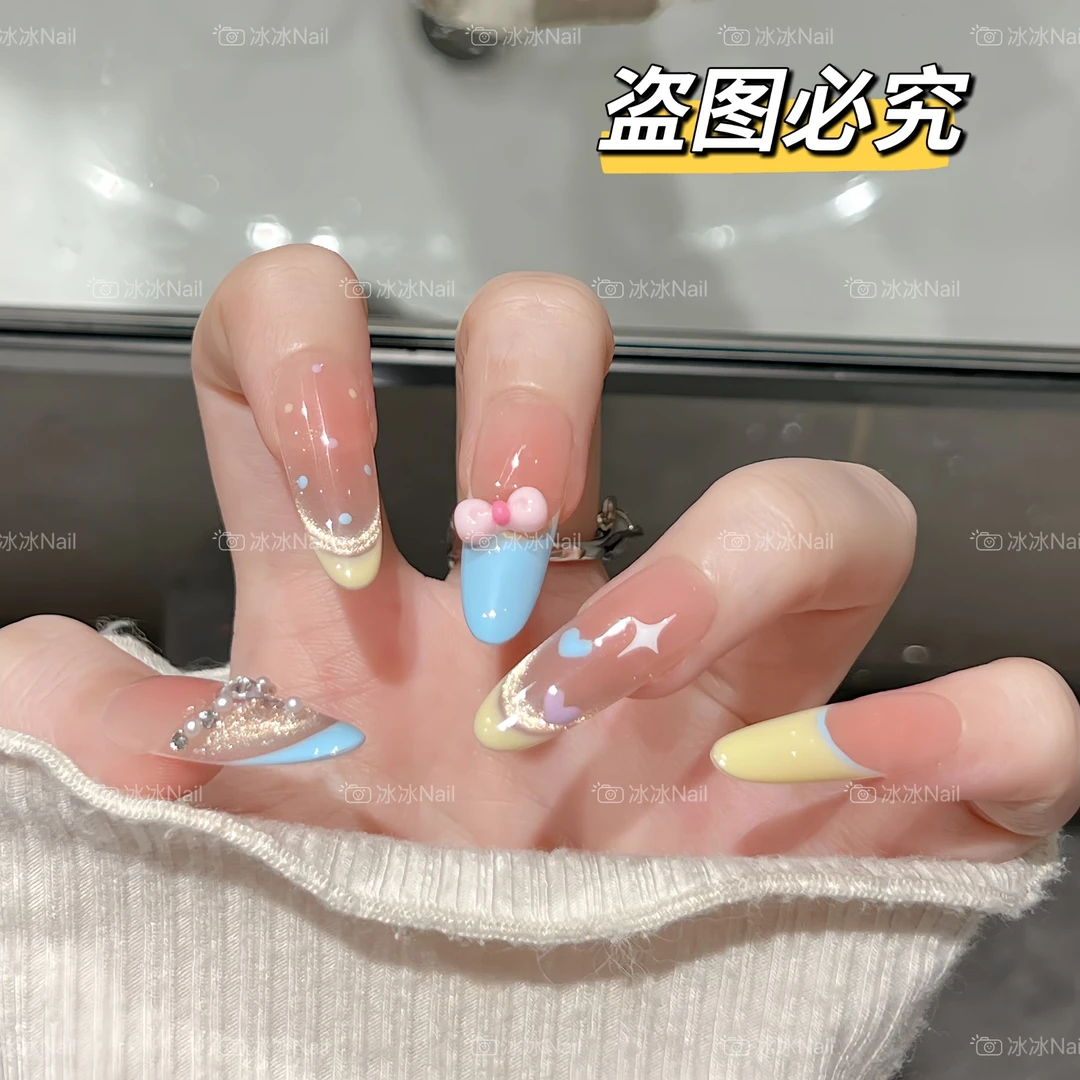 【夏日多巴胺】时尚清新纯欲高级感成品美甲穿戴式手工穿戴甲